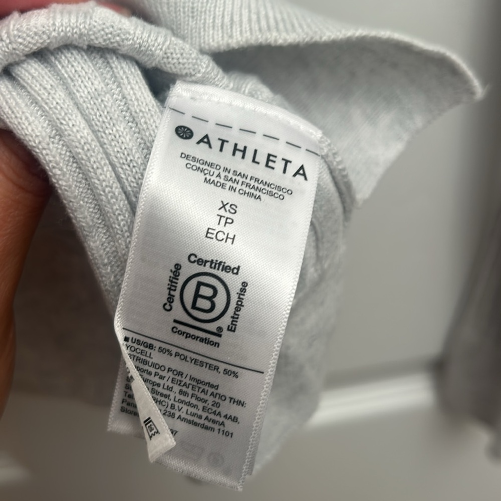 Athleta Gray Ribbed Knit Collared Sweater - Picture 6 of 7